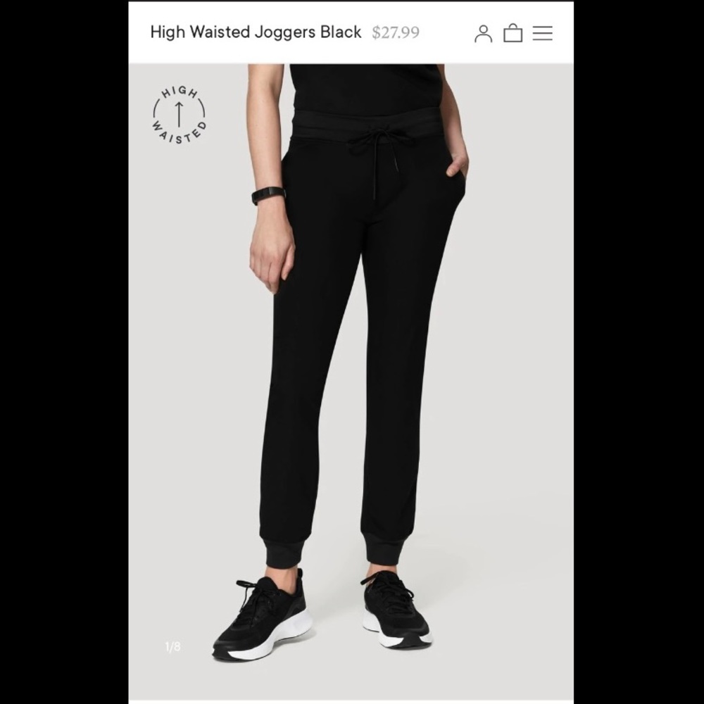 Mandala High Waisted Black Jogger Style Scrubs